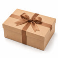 Boîte cadeau 30 x 22 x 10 cm en carton kraft marron avec ruban satin et couvercle