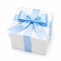 Boîte cadeau carrée 20 x 20 x 12 cm en carton blanc avec ruban bleu style élégant