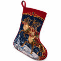 Chaussette de Noël 45 x 27 cm textile tissé rouge bleu motif renne décoration à suspendre