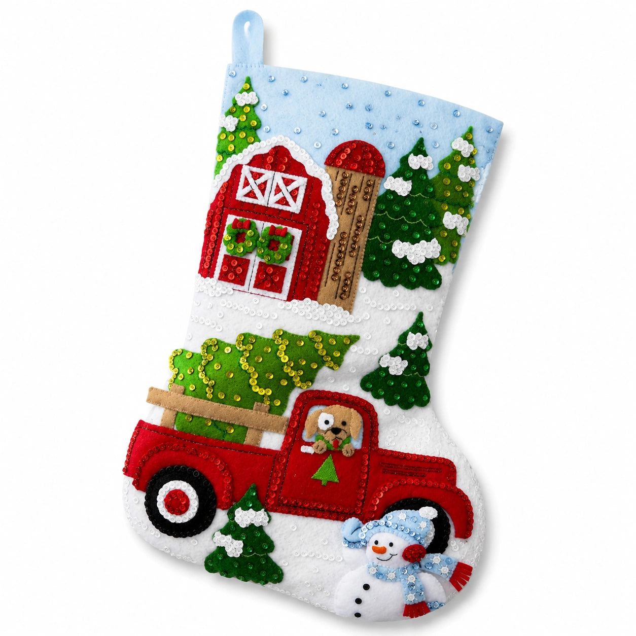 Chaussette de Noël décorative 45 cm en feutrine rouge blanche verte à suspendre style festif