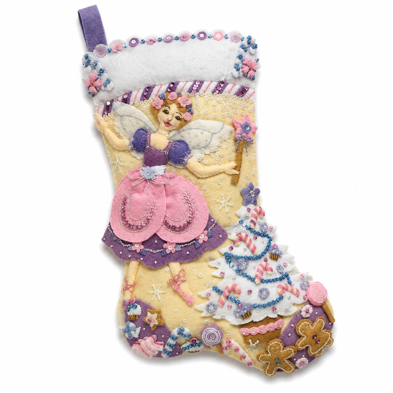 Chaussette de Noël 48 cm en feutrine multicolore décorative à suspendre