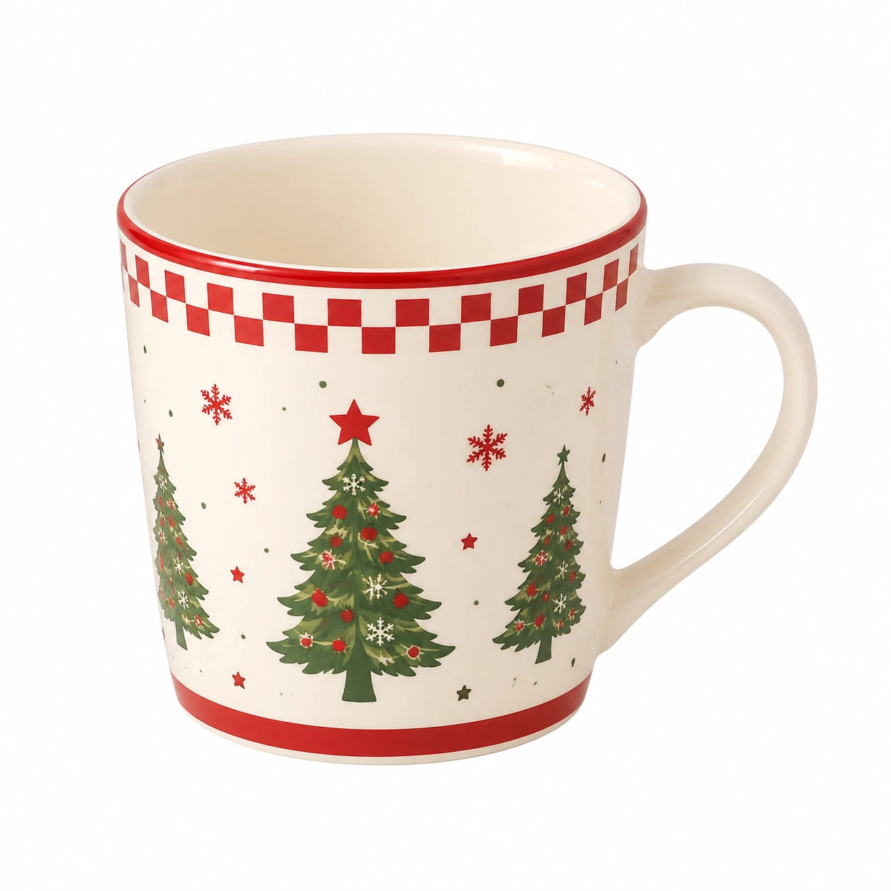 Mug en céramique 10 cm blanc rouge vert pour boissons chaudes style Noël