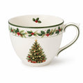 Tasse 0.45 L en céramique blanc vert rouge à motif de Noël avec anse