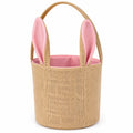 Panier de rangement rond diamètre 30 cm hauteur 35 cm en fibre tressée beige rose avec anses style lapin