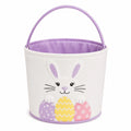 Panier de rangement rond 25 cm en polyester blanc violet pour friandises style lapin