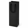 Sac cadeau 12 x 10 x 35 cm en papier noir à poignées tressées pour bouteille