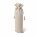 Sac cadeau pour bouteille 15 x 35 cm en toile beige à cordon style naturel