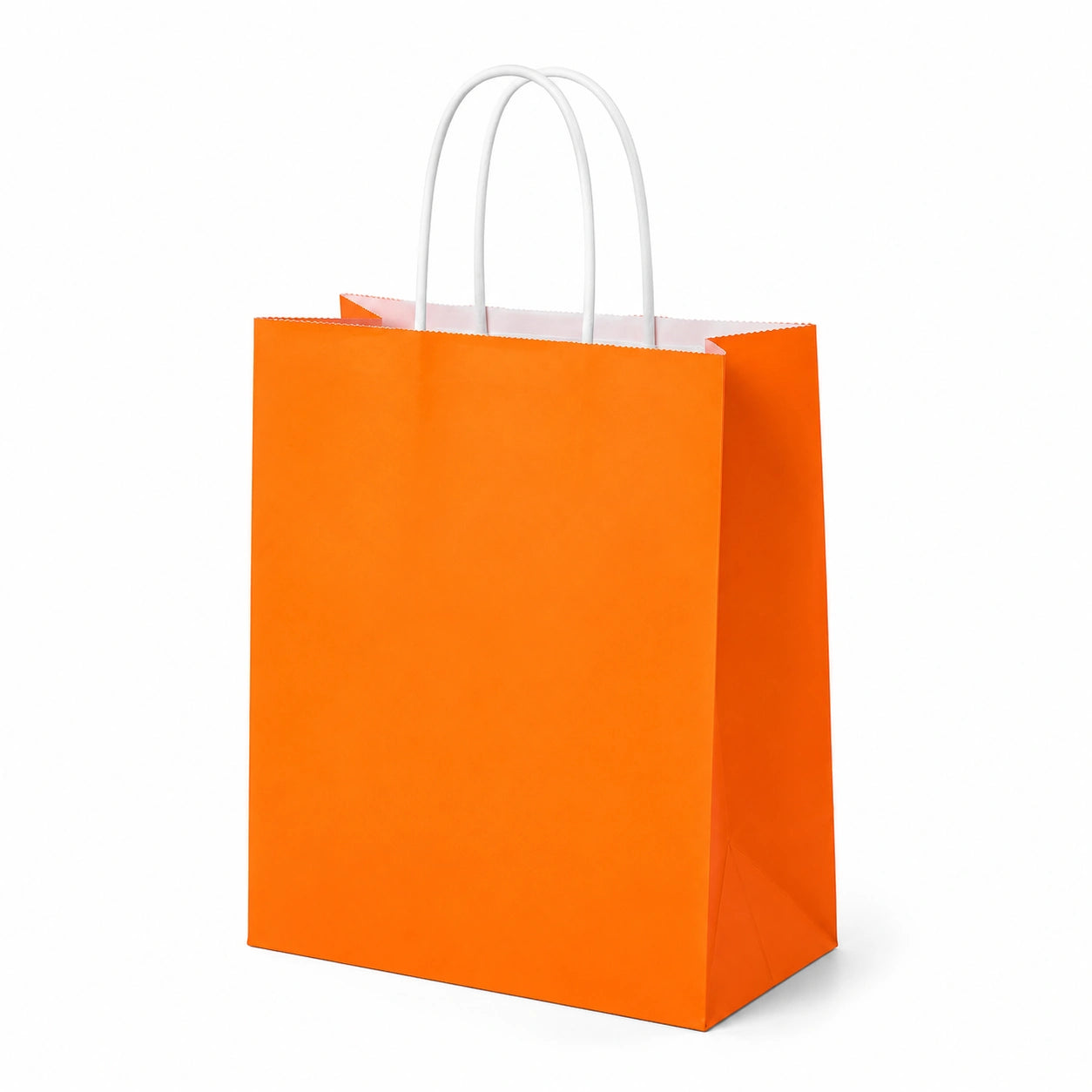 Sac cadeau 25 x 11 x 30 cm en papier orange avec anses blanches style sobre